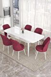 Rovena Bade Beyaz 70x114 Açılabilir Mdf Yemek Odası Takımı 6 Adet Sandalye