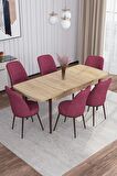 Rovena Bade Meşe 70x114 Açılabilir Mdf Yemek Odası Takımı 6 Adet Sandalye