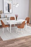 Rovena Bade Beyaz Mermer 70x114 Açılabilir Mdf Yemek Odası Takımı 4 Adet Sandalye