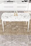 Rovena Bade Beyaz Mermer 70x114 Açılabilir Mdf Yemek Odası Takımı 6 Adet Sandalye