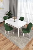Rovena Lora Beyaz 70x114 Açılabilir Mdf Yemek Odası Takımı 4 Adet Sandalye