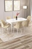Rovena Lora Beyaz 70x114 Açılabilir Mdf Yemek Odası Takımı 6 Adet Sandalye
