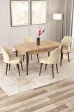 Rovena Lora Meşe 70x114 Açılabilir Mdf Yemek Odası Takımı 4 Adet Sandalye