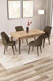 Rovena Lora Meşe 70x114 Açılabilir Mdf Yemek Odası Takımı 4 Adet Sandalye