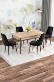 Rovena Rose Meşe 70x114 Açılabilir Mdf Mutfak Masası Takımı 4 Adet Sandalye