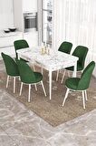 Rovena Sona Beyaz Mermer 70x114 Açılabilir Suntalam Yemek Odası Takımı 6 Adet Sandalye
