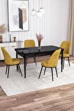 Rovena Sona Siyah Mermer 70x114 Açılabilir Suntalam Yemek Odası Takımı 4 Adet Sandalye