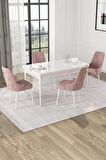 Rovena Lila Beyaz 70x114 Açılabilir Mdf Mutfak Masası Takımı 4 Adet Sandalye