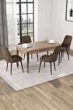 Rovena Lila Meşe 70x114  Açılabilir Mdf Mutfak Masası Takımı 4 Adet Sandalye