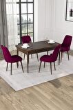 Rovena Lila Barok 70x114 Açılabilir Mdf Mutfak Masası Takımı 4 Adet Sandalye