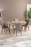 Rovena Amber Meşe 70x114 Açılabilir Mdf Mutfak Masası Takımı 4 Adet Sandalye