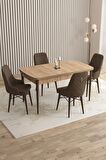 Rovena Almira Meşe 70x114 Açılabilir Mdf Yemek Odası Takımı 4 Adet Sandalye