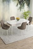 Rovena Blanca Beyaz 80x132 Açılabilir Mdf Yemek Odası Takımı 4 Adet Sandalye