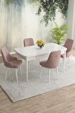 Rovena Blanca Beyaz 80x132 Açılabilir Mdf Yemek Odası Takımı 4 Adet Sandalye