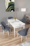 Rovena Mary Beyaz 70x114 Açılabilir Mdf Yemek Odası Takımı 4 Adet Sandalye