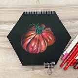 Altıgen Siyah spiralli eskiz defteri (Karışık teknikler için). Mix media hexagon sketchbook