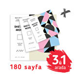 Super set 3ü1 arada kare albüm seti 11×11+15×15+20×20 cm 180 sayfa (marker ve grafik için)