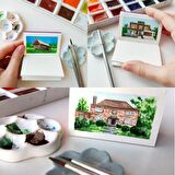 "Süper set" 3ü1 arada minyatür için eskiz defterleri 4x5 cm AQUA (sulu boya ve grafik için)