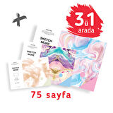 Super set 3ü1 arada dikdörtgen albüm seti A6+A5+A4 (suluboya ve grafik için)