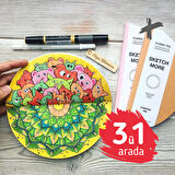 Süper Set 3ü1 arada yuvarlak eskiz defteri set (marker ve grafik için) Round skethbook set