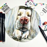 Süper Set 3ü1 arada yuvarlak eskiz defteri set (marker ve grafik için) Round skethbook set