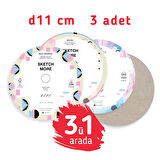 Super kombo 3ü1 arada yuvarlak albüm seti d11 cm (suluboya, marker, karışık teknıkler!)