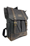 Kanvas Deri Su Geçirmez Unisex Laptop Bölmeli Gezi Okul Seyahat Kamp Sırt Çantası