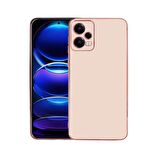 Gpack Xiaomi Redmi Note 12 4G Kılıf Bark Parlak Silikon Renkli Kenarları Rose