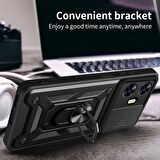 Gpack Realme C55 Kılıf Sert Silikon Tank Aramid Sürgülü Vega Yüzüklü