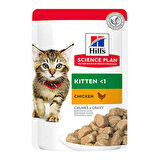Hills Kitten Yavru Kedi Konserve 85GR 12ADET Chicken Chunks Gravy Yavru Kedi Yaş Kedi Maması Pouch