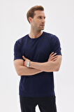 LIMITED  Düz Kısa Kollu Rayon Erkek Lacivert Triko Tişört 