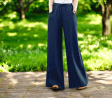 Keten Günlük Pantolon Beli Lastikli Bağcıklı
