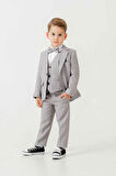 Mini Gentleman Erkek Çocuk Takım Elbise - 5 Parça (Ceket, Yelek, Gömlek, Pantolon, Papyon)