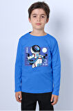 ERKEK ÇOCUK UZUN KOLLU TSHİRT ASTRONOT BASKILI BİSİKLET YAKA B40