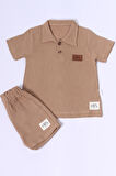 ERKEK BEBEK ŞORTLU TAKIM POLO YAKA DÜĞMELİ DÜZ RENK E8