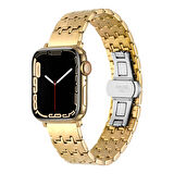 Gpack Apple Watch Series 8 uyumlu 41mm Kordon Metal Zigzag Fit Tasarım Desenli KRD86