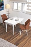 Rovena Lera Beyaz 70x110 Sabit Mdf Mutfak Masası Takımı 2 Adet Sandalye