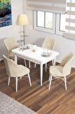 Rovena Lera Beyaz 70x110 Sabit Mdf Mutfak Masası Takımı 4 Adet Sandalye