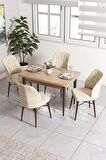 Rovena Lera Meşe 70x110 Sabit Mdf Mutfak Masası Takımı 4 Adet Sandalye
