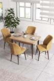 Rovena Lera Meşe 70x110 Sabit Mdf Mutfak Masası Takımı 4 Adet Sandalye