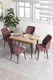 Rovena Lera Meşe 70x110 Sabit Mdf Mutfak Masası Takımı 4 Adet Sandalye