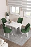 Rovena Lera Beyaz Mermer 70x110 Sabit Mdf Mutfak Masası Takımı 4 Adet Sandalye