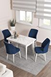 Rovena Lera Beyaz Mermer 70x110 Sabit Mdf Mutfak Masası Takımı 4 Adet Sandalye
