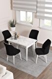 Rovena Lera Beyaz Mermer 70x110 Sabit Mdf Mutfak Masası Takımı 4 Adet Sandalye