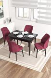 Rovena Lera Siyah Mermer 70x110 Sabit Mdf Mutfak Masası Takımı 4 Adet Sandalye