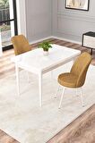 Rovena Duru Beyaz 70x110 Sabit Mdf Mutfak Masası Takımı 2 Adet Sandalye