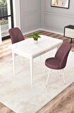 Rovena Duru Beyaz 70x110 Sabit Mdf Mutfak Masası Takımı 2 Adet Sandalye