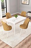 Rovena Duru Beyaz 70x110 Sabit Mdf Mutfak Masası Takımı 4 Adet Sandalye