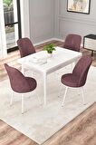 Rovena Duru Beyaz 70x110 Sabit Mdf Mutfak Masası Takımı 4 Adet Sandalye