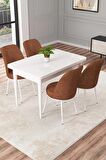 Rovena Duru Beyaz 70x110 Sabit Mdf Mutfak Masası Takımı 4 Adet Sandalye